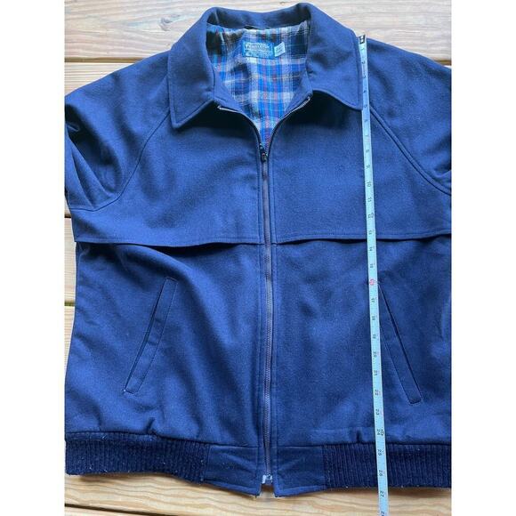 Vintage Pendleton 100% Virgin Wool navy Bomber Lined Jacket. Plaid Lined. LARGE. - Picture 8 of 10